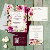 フローラフレエレガントームピンク赤面パープルピーチホワイト 招待状