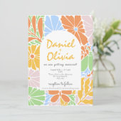 フローラフレカラフルーム結婚レトロ 招待状 (スタンド正面)