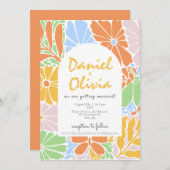 フローラフレカラフルーム結婚レトロ 招待状 (正面/裏面)