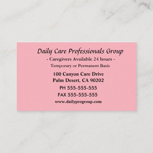 フローラフレンドリーラブクールル介護者プロフェッショナル 名刺 (裏面)