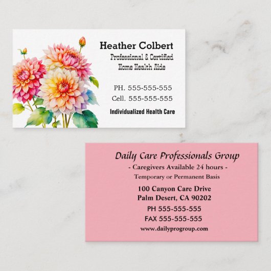 フローラフレンドリーラブクールル介護者プロフェッショナル 名刺 (正面/裏面)