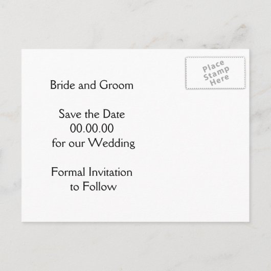 フローラフレームとイニシャルウェディング日付を保存 案内ポストカード (裏面)