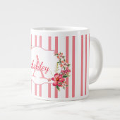 フローラフレームとストライプ ジャンボコーヒーマグカップ (正面右)