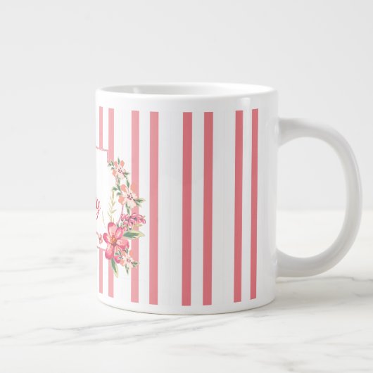 フローラフレームとストライプ ジャンボコーヒーマグカップ (右)