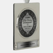 フローラフレームとハート25結婚周年 シルバープレートバナーオーナメント (右)