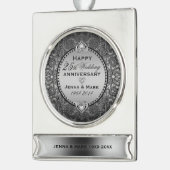 フローラフレームとハート25結婚周年 シルバープレートバナーオーナメント (左)