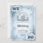 フローラフレームとバラとケルトデザイン。 招待状 (正面)