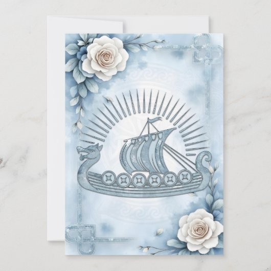 フローラフレームとバラとケルトデザイン。 招待状 (裏面)