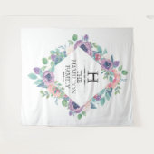 フローラフレームのカスタマイズ可能なファミリテンプレート タペストリー (正面(横))