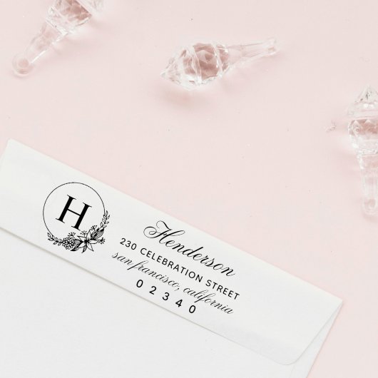 フローラフレームイニシャルファミリ名差出人住所 セルフインキングスタンプ