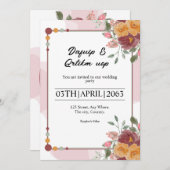 フローラフレームウィンターウエディングカード招待状 招待状 (正面/裏面)