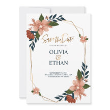 フローラフレームエレガントなウェディング招待状テンプレート