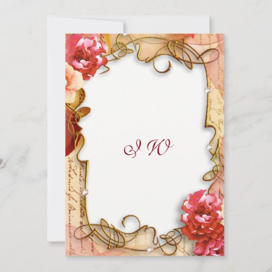 フローラフレームエレガントボホブライダルシャワー招待 招待状 (裏面)