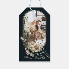 フローラフレームクリスマスホリデー写真パーソナライズされた ギフトタグ