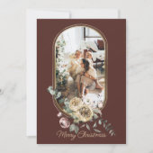 フローラフレームクリスマスホリデー写真パーソナライズされた シーズンカード (正面)