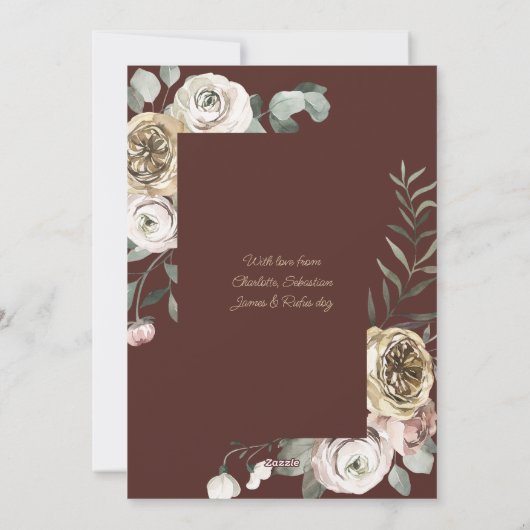 フローラフレームクリスマスホリデー写真パーソナライズされた シーズンカード (裏面)