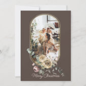 フローラフレームクリスマスホリデー写真パーソナライズされた シーズンカード (正面)