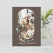 フローラフレームクリスマスホリデー写真パーソナライズされた シーズンカード (スタンド正面)