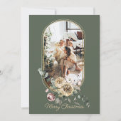 フローラフレームクリスマスホリデー写真パーソナライズされた シーズンカード (正面)