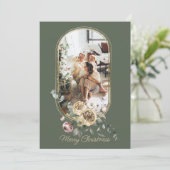 フローラフレームクリスマスホリデー写真パーソナライズされた シーズンカード (スタンド正面)