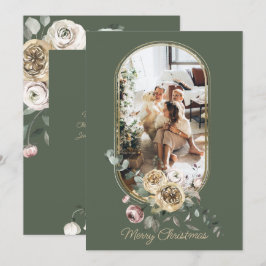 フローラフレームクリスマスホリデー写真パーソナライズされた シーズンカード