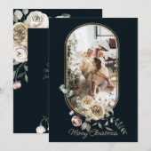 フローラフレームクリスマスホリデー写真パーソナライズされた シーズンカード (正面/裏面)