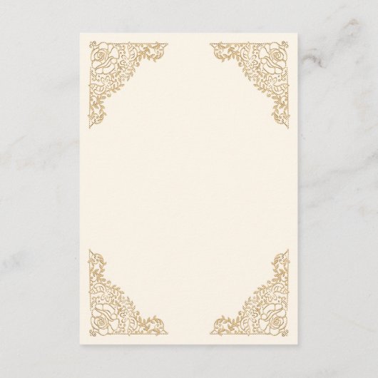 フローラフレームクリームと金ゴールドイスラム教徒メンディ エンクロージャーカード (裏面)