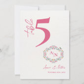 フローラフレームシック結婚モノグラムのテーブル番号 サンキューカード (裏面)