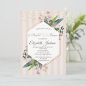 フローラフレームストライプのブライダルシャワー招待 招待状 (スタンド正面)
