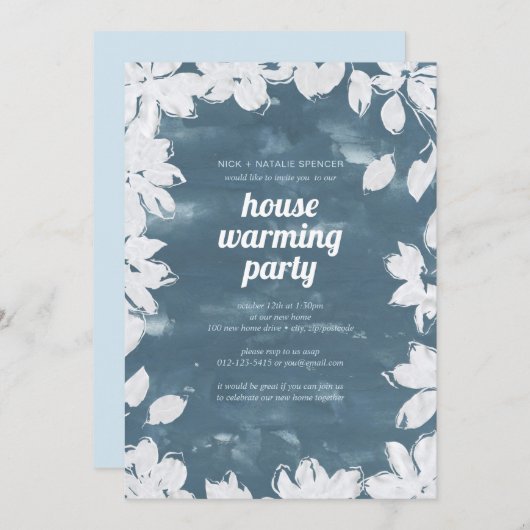 フローラフレームハウスウォーミングパーティの招待状 招待状 (正面/裏面)
