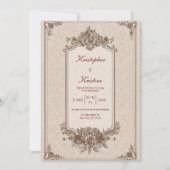 フローラフレームビクトリアンエレガントな結婚式 招待状 (正面)