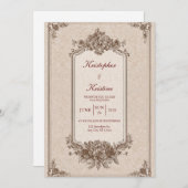フローラフレームビクトリアンエレガントな結婚式 招待状 (正面/裏面)