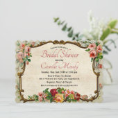 フローラフレームビクトリアンブライダルシャワー招待 招待状 (スタンド正面)