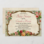 フローラフレームビクトリアンベビーシャワー招待状 招待状 (正面/裏面)