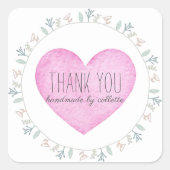 フローラフレームピンクお手作りありがとう スクエアシール (正面)