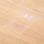 フローラフレームピンクバプテスマ アクリル招待状 (レイダウン)