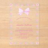 フローラフレームピンクバプテスマ アクリル招待状 (正面)