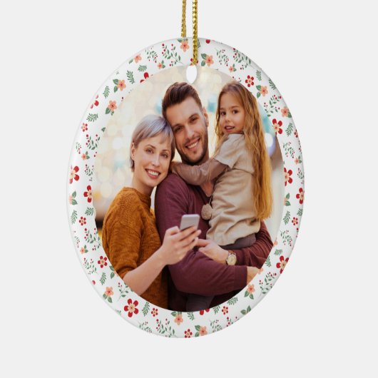 フローラフレームファミリーフォトクリスマス セラミックオーナメント (右)