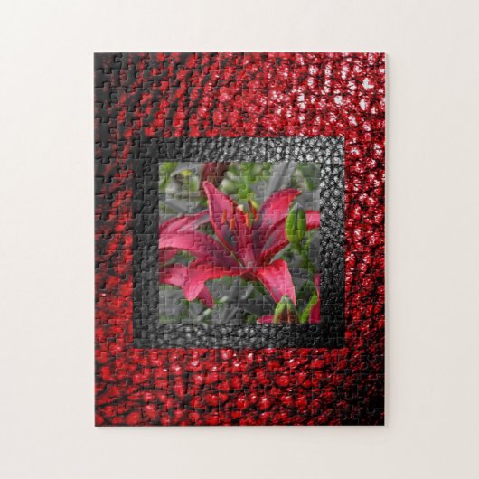 フローラフレームフェイクインレザーボーダー ジグソーパズル (縦)