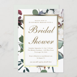 フローラフレームフェイクブライダルシャワー 招待状
