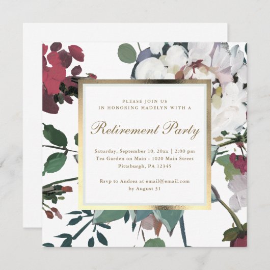 フローラフレームフェイク廃棄パーティー付き 招待状 (正面/裏面)