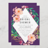 フローラフレームブライダルシャワーの招待 招待状 (正面/裏面)