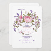フローラフレームブライダルシャワーの招待 招待状 (正面/裏面)