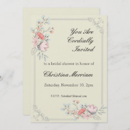 フローラフレームブライダルシャワーカスタム招待状 招待状