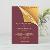 フローラフレームプラムと金ゴールドイスラム結婚教徒 招待状 (スタンド正面)