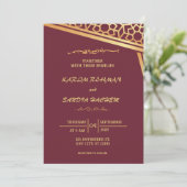 フローラフレームプラムと金ゴールドイスラム結婚教徒 招待状 (スタンド正面)
