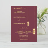 フローラフレームプラムと金ゴールドイスラム結婚教徒 招待状 (スタンド正面)