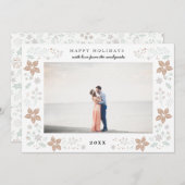 フローラフレームホリデーフォトカード金ゴールド シーズンカード (正面/裏面)