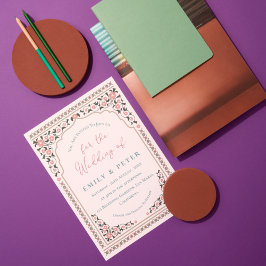 フローラフレームヴィンテージオリエンタル縁どズ 招待状