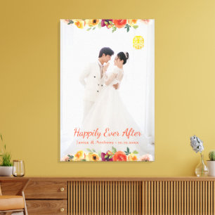 フローラフレーム対中国の写真結婚東洋 キャンバスプリント